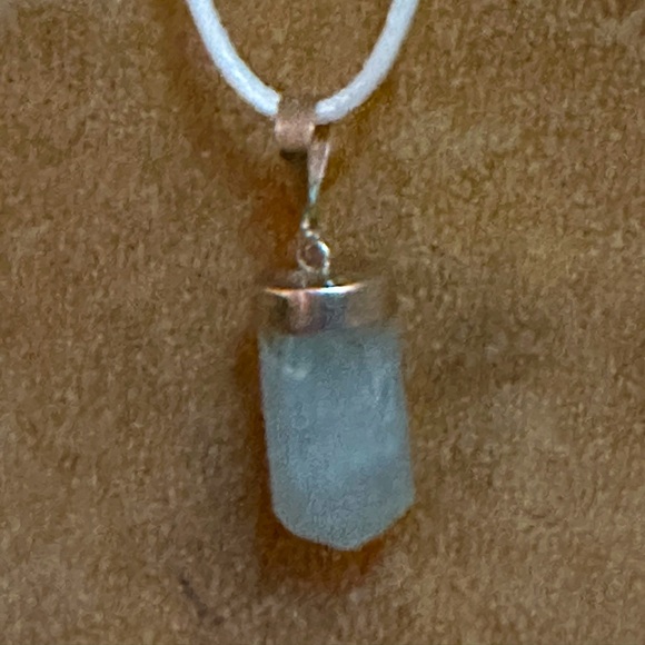 Aquamarine Crystal Necklace in Sterling Silver - Picture 3 of 4